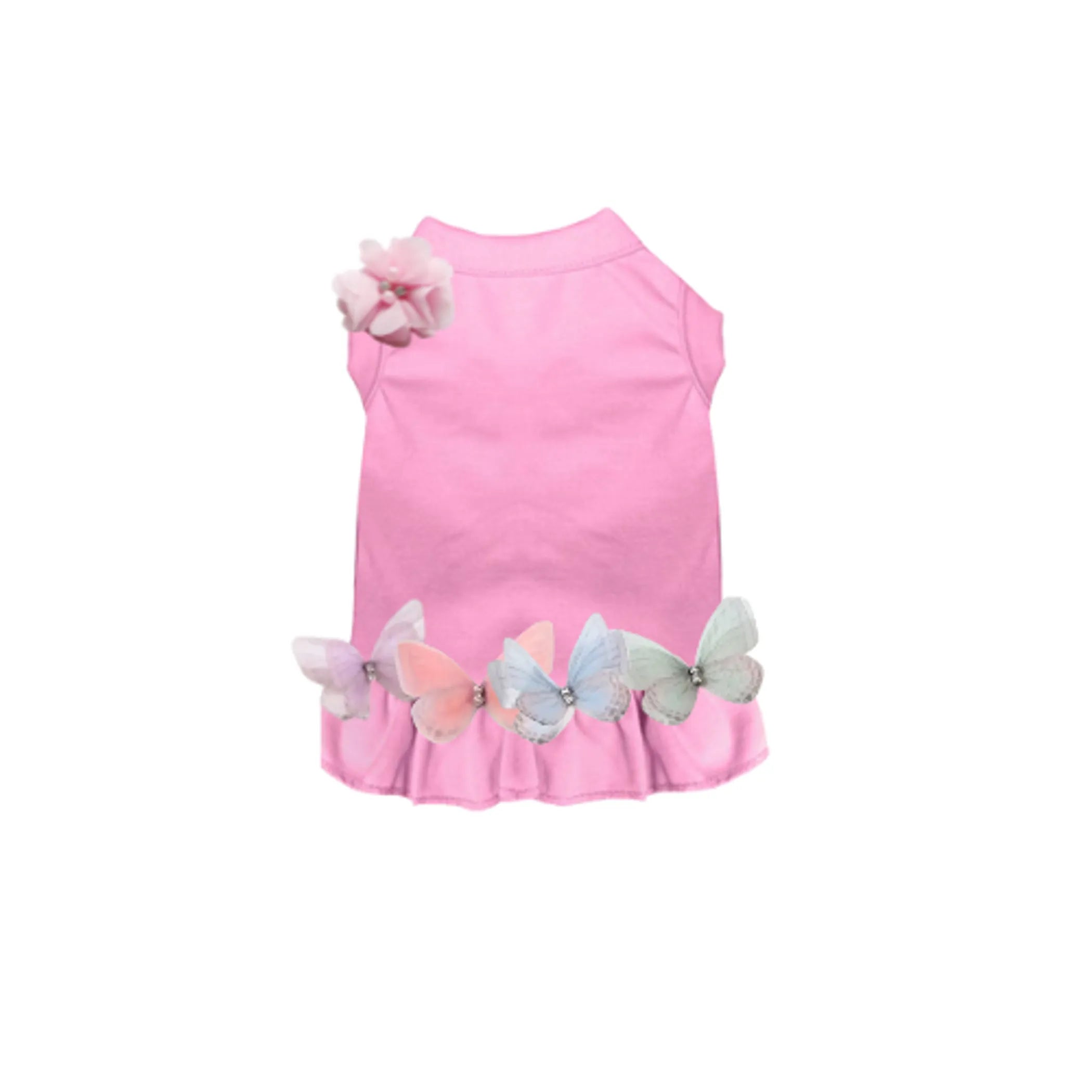Mariposa Dream Dress for Dogs – Butterfly Appliqué Party Dress with Floral Detail