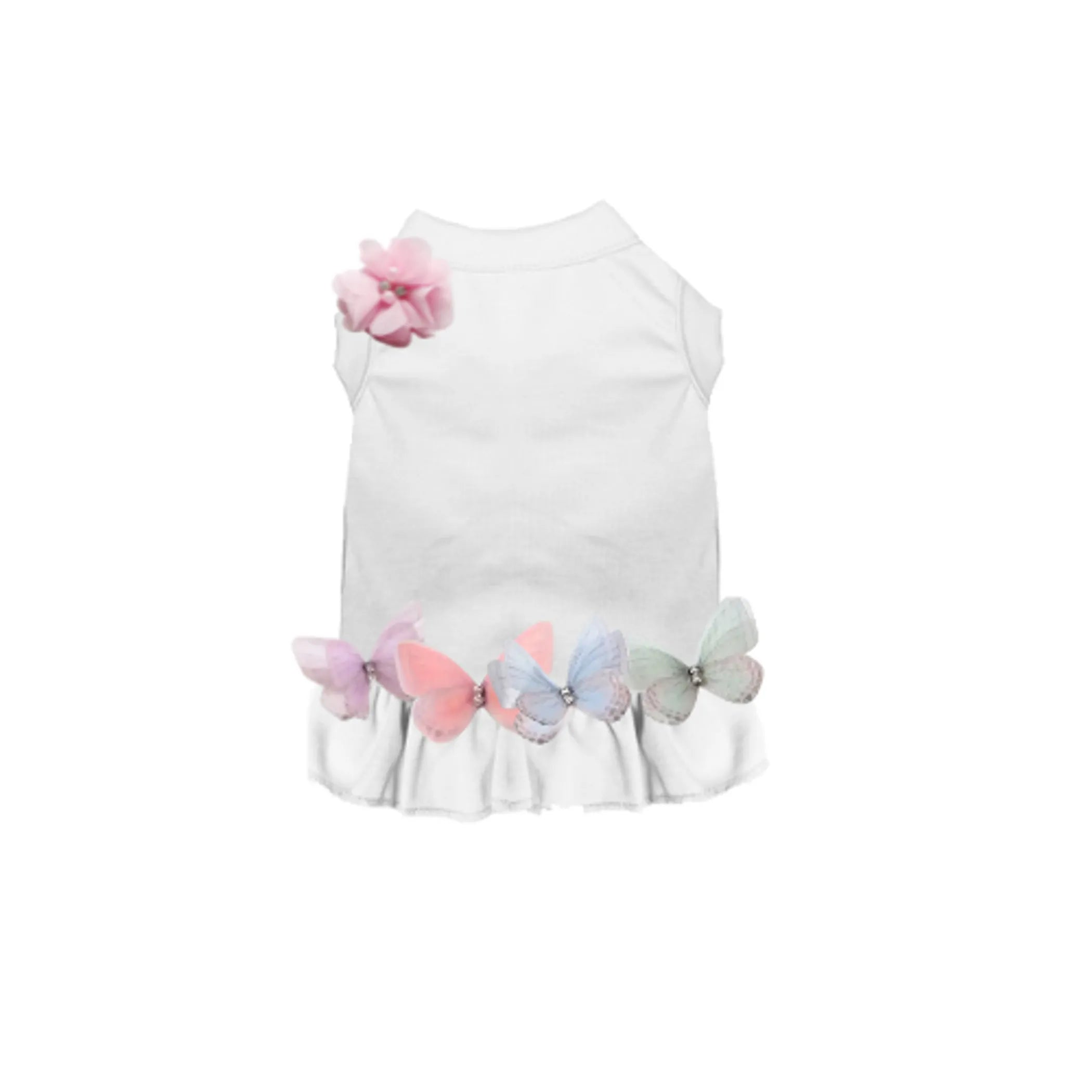 Mariposa Dream Dress for Dogs – Butterfly Appliqué Party Dress with Floral Detail
