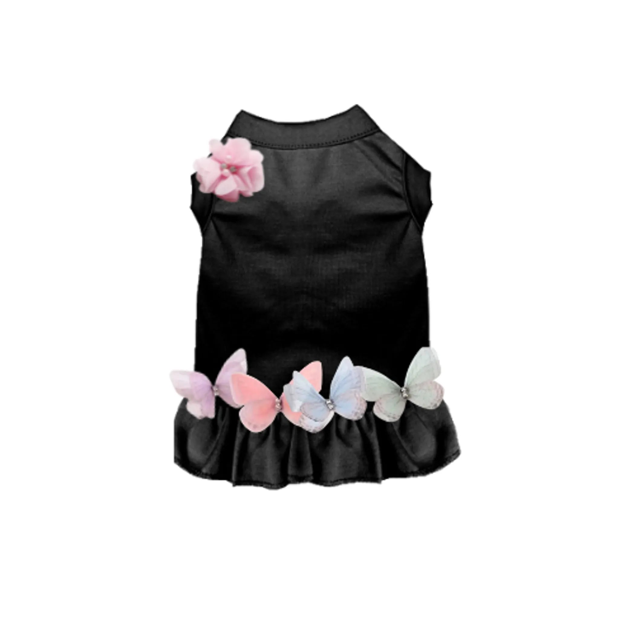Mariposa Dream Dress for Dogs – Butterfly Appliqué Party Dress with Floral Detail